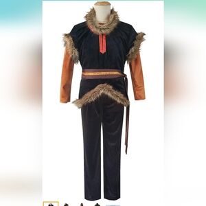 Men's Black and Brown Fur-Trimmed Costume